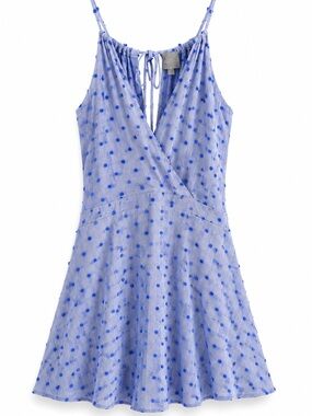 Sunday in Brooklyn Periwinkle Mini Dress with Royal Blue Dots